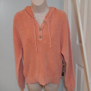 NWT Tribal Hooded Henley Sweater sz Large